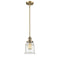 Canton Mini Pendant shown in the Brushed Brass finish with a Clear shade