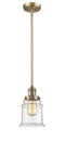 Innovations Lighting Canton 1-100 watt 6.5 inch Brushed Brass Mini Pendant with Clear glass and Solid Brass Hang Straight Swivel 201SBBG182