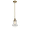 Bellmont Mini Pendant shown in the Brushed Brass finish with a Clear shade