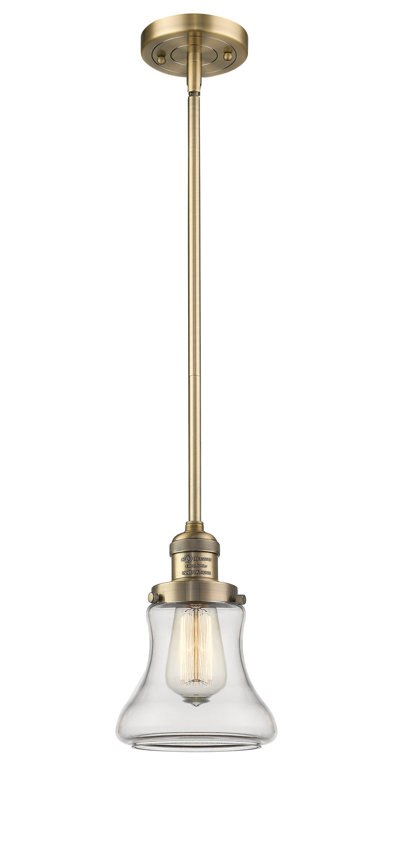 Innovations Lighting Bellmont 1-100 watt 6.5 inch Brushed Brass Mini Pendant with Clear glass and Solid Brass Hang Straight Swivel 201SBBG192