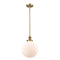 Beacon Mini Pendant shown in the Brushed Brass finish with a Matte White shade