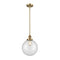 Beacon Mini Pendant shown in the Brushed Brass finish with a Clear shade