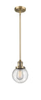 Innovations Lighting Beacon 1-100 watt 6 inch Brushed Brass Mini Pendant with Seedy glass and Solid Brass Hang Straight Swivel 201SBBG2046