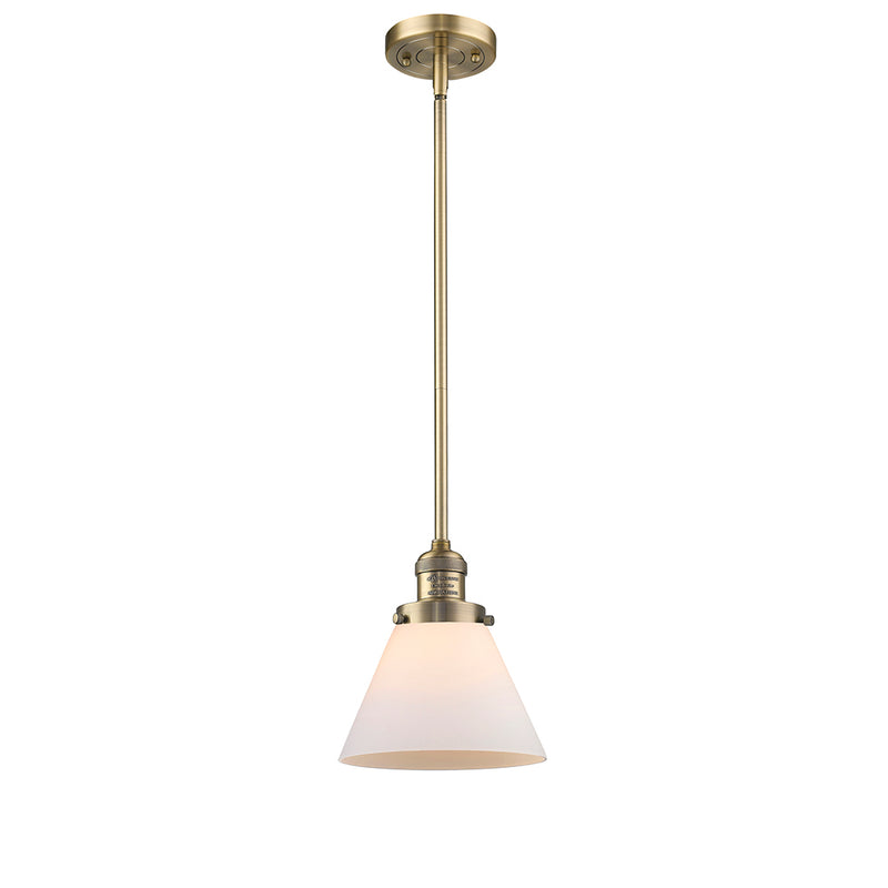 Cone Mini Pendant shown in the Brushed Brass finish with a Matte White shade