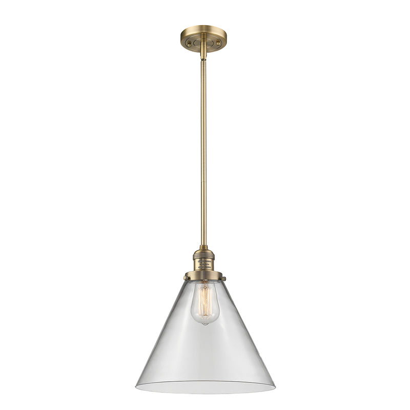 Cone Mini Pendant shown in the Brushed Brass finish with a Clear shade