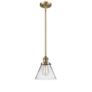 Cone Mini Pendant shown in the Brushed Brass finish with a Clear shade