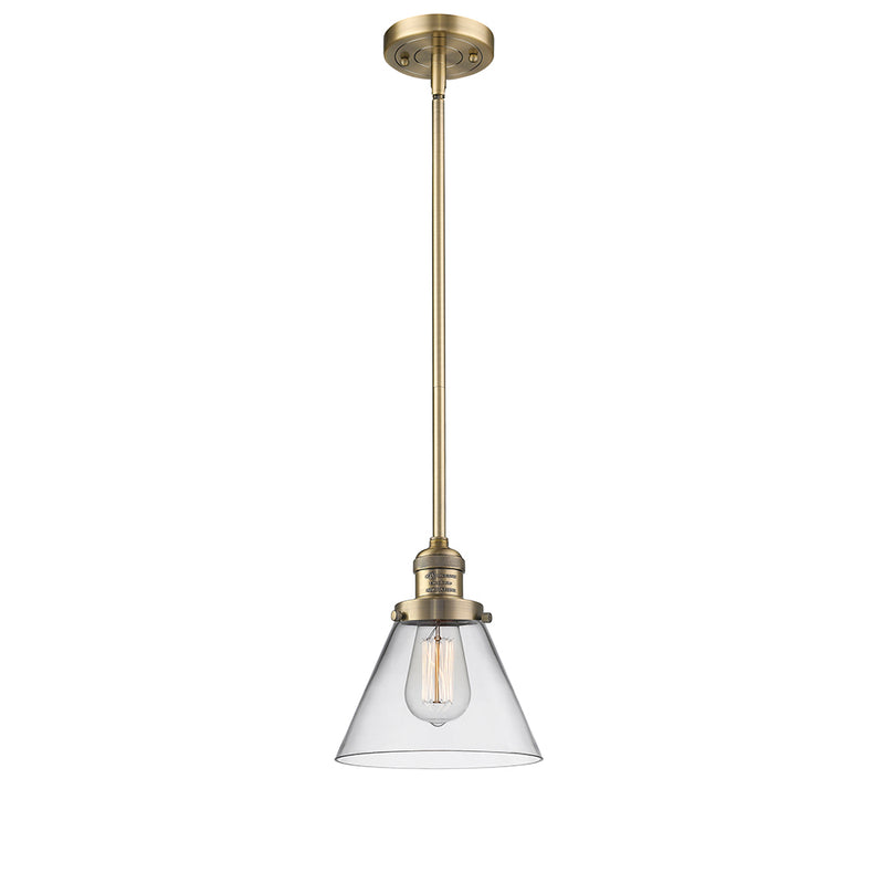 Cone Mini Pendant shown in the Brushed Brass finish with a Clear shade