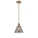 Cone Mini Pendant shown in the Brushed Brass finish with a Plated Smoke shade