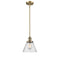 Cone Mini Pendant shown in the Brushed Brass finish with a Seedy shade