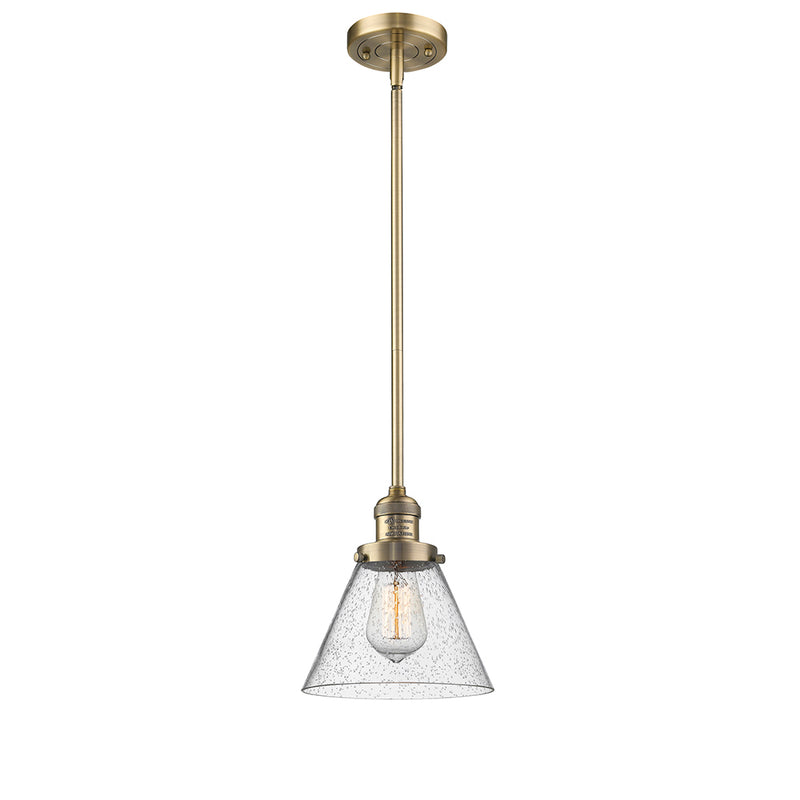 Cone Mini Pendant shown in the Brushed Brass finish with a Seedy shade