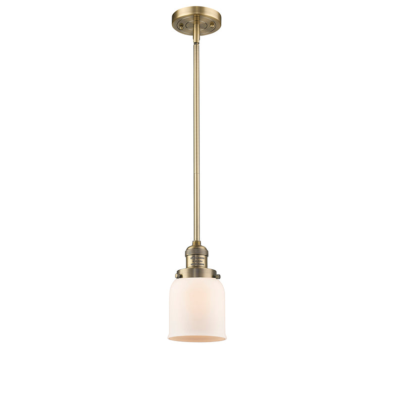 Bell Mini Pendant shown in the Brushed Brass finish with a Matte White shade