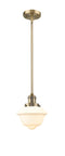 Innovations Lighting Small Oxford 1-100 watt 8 inch Brushed Brass Mini Pendant with Matte White Cased glass and Solid Brass Hang Straight Swivel 201SBBG531