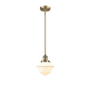 Oxford Mini Pendant shown in the Brushed Brass finish with a Matte White shade