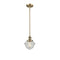 Oxford Mini Pendant shown in the Brushed Brass finish with a Seedy shade