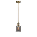 Bell Mini Pendant shown in the Brushed Brass finish with a Plated Smoke shade