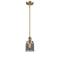 Bell Mini Pendant shown in the Brushed Brass finish with a Plated Smoke shade