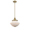 Oxford Mini Pendant shown in the Brushed Brass finish with a Matte White shade