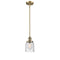 Bell Mini Pendant shown in the Brushed Brass finish with a Seedy shade