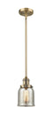 Innovations Lighting Small Bell 1-100 watt 5 inch Brushed Brass Mini Pendant with Silver Plated Mercury glass and Solid Brass Hang Straight Swivel 201SBBG58