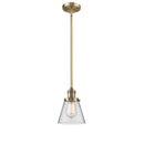 Cone Mini Pendant shown in the Brushed Brass finish with a Clear shade