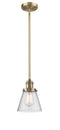 Innovations Lighting Small Cone 1-100 watt 6 inch Brushed Brass Mini Pendant with Seedy glass and Solid Brass Hang Straight Swivel 201SBBG64