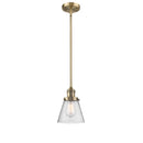 Cone Mini Pendant shown in the Brushed Brass finish with a Seedy shade