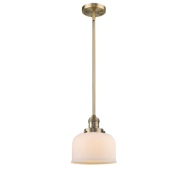 Bell Mini Pendant shown in the Brushed Brass finish with a Matte White shade