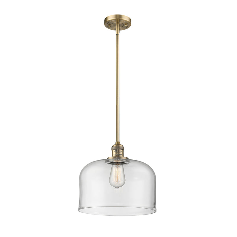 Bell Mini Pendant shown in the Brushed Brass finish with a Clear shade