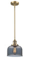 Innovations Lighting Large Bell 1-100 watt 8 inch Brushed Brass Mini Pendant with Smoked glass and Solid Brass Hang Straight Swivel 201SBBG73