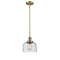 Bell Mini Pendant shown in the Brushed Brass finish with a Seedy shade