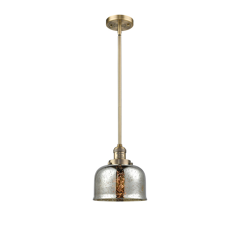 Bell Mini Pendant shown in the Brushed Brass finish with a Silver Plated Mercury shade