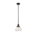 Fulton Mini Pendant shown in the Matte Black finish with a Clear shade