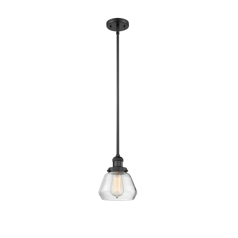 Fulton Mini Pendant shown in the Matte Black finish with a Clear shade