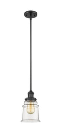 Innovations Lighting Canton 1-100 watt 6.5 inch Black Mini Pendant with Clear glass and Solid Brass Hang Straight Swivel 201SBKG182