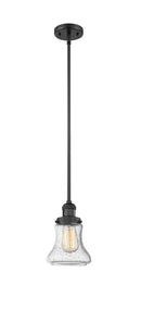 Innovations Lighting Bellmont 1-100 watt 6.5 inch Black Mini Pendant with Seedy glass and Solid Brass Hang Straight Swivel 201SBKG194