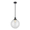 Beacon Mini Pendant shown in the Matte Black finish with a Clear shade