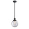 Beacon Mini Pendant shown in the Matte Black finish with a Clear shade