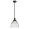 Seneca Falls Mini Pendant shown in the Matte Black finish with a Clear Halophane shade