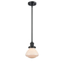 Olean Mini Pendant shown in the Matte Black finish with a Matte White shade