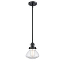 Olean Mini Pendant shown in the Matte Black finish with a Clear shade