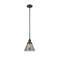 Cone Mini Pendant shown in the Matte Black finish with a Plated Smoke shade