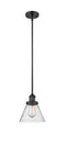 Innovations Lighting Large Cone 1-100 watt 8 inch Black Mini Pendant with Seedy glass and Solid Brass Hang Straight Swivel 201SBKG44