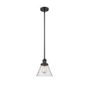 Cone Mini Pendant shown in the Matte Black finish with a Seedy shade