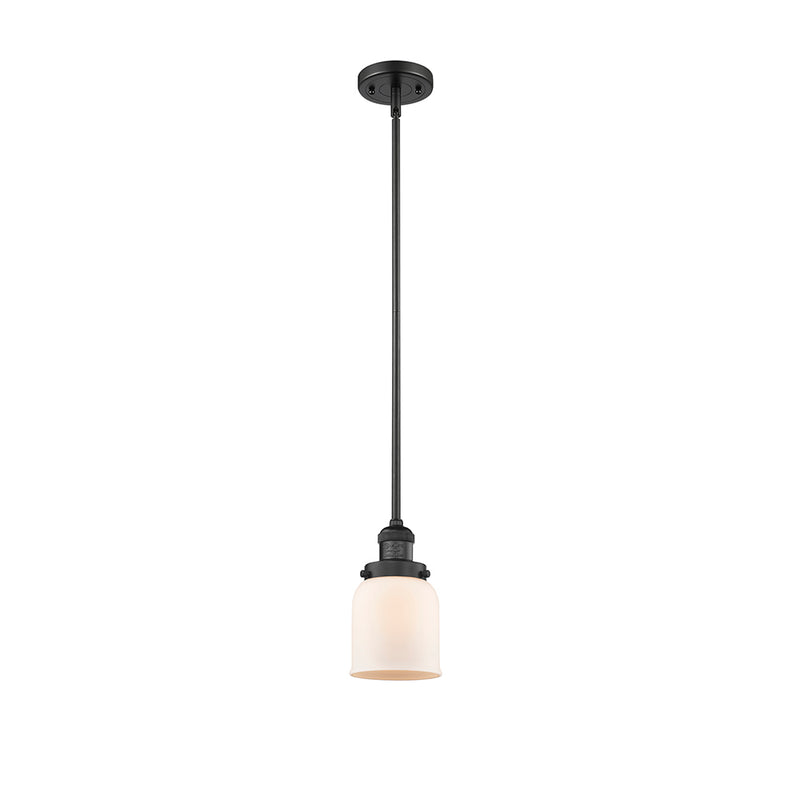 Bell Mini Pendant shown in the Matte Black finish with a Matte White shade