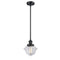 Oxford Mini Pendant shown in the Matte Black finish with a Clear shade