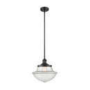 Oxford Mini Pendant shown in the Matte Black finish with a Clear shade