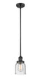 Innovations Lighting Small Bell 1-100 watt 5 inch Black Mini Pendant with Seedy glass and Solid Brass Hang Straight Swivel 201SBKG54