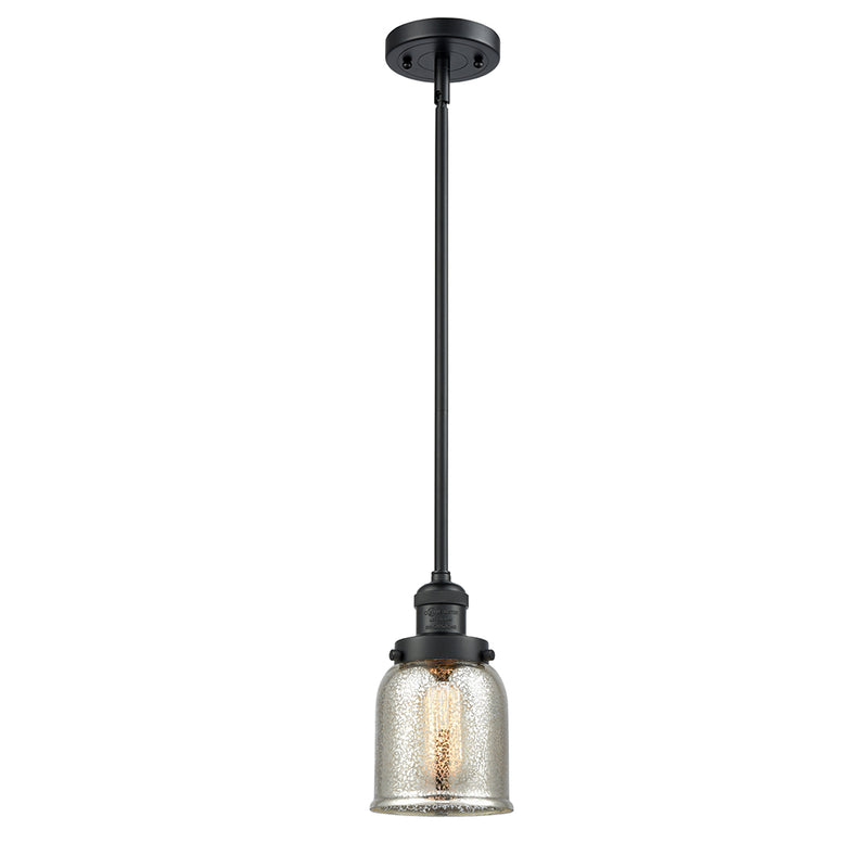 Bell Mini Pendant shown in the Matte Black finish with a Silver Plated Mercury shade