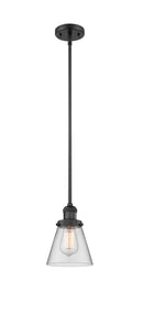 Innovations Lighting Small Cone 1-100 watt 6 inch Black Mini Pendant with Clear glass and Solid Brass Hang Straight Swivel 201SBKG62