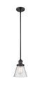 Innovations Lighting Small Cone 1-100 watt 6 inch Black Mini Pendant with Seedy glass and Solid Brass Hang Straight Swivel 201SBKG64